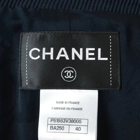Chanel 15S Cotton Jacket 40 Ladies' Navy Blue - Picture 5 of 9